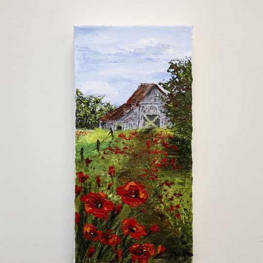 Barn with Poppies Painting
