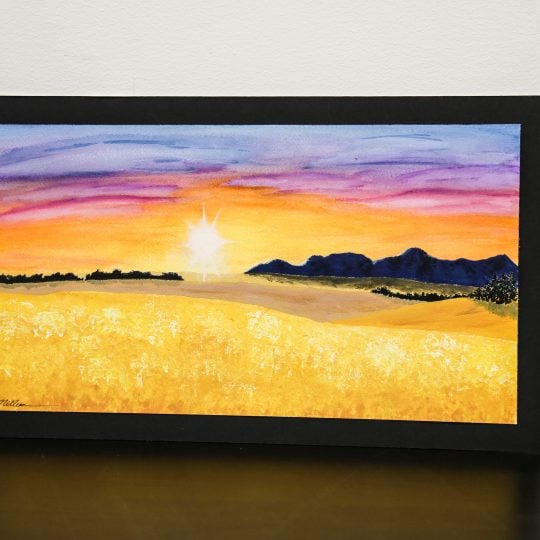 Wheat Farm at Sunset Painting