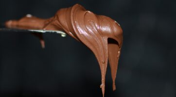 chocolate hazelnut spread on a spoon